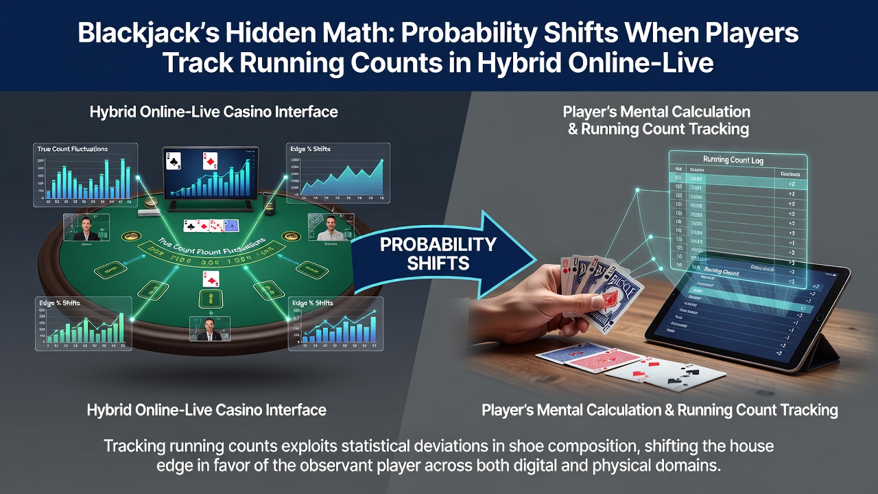 Chart illustrating probability shifts based on running count values during hybrid blackjack play