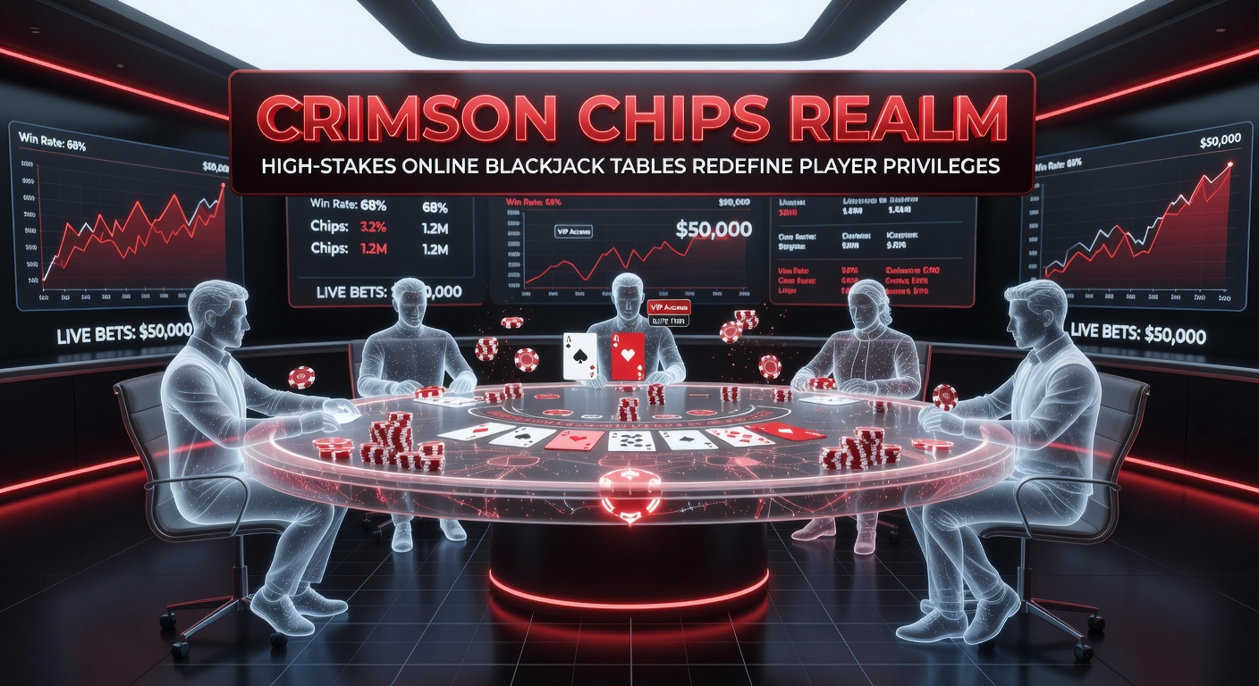 Close-up of crimson poker chips and a high-stakes blackjack layout on a digital screen, evoking luxury and intensity