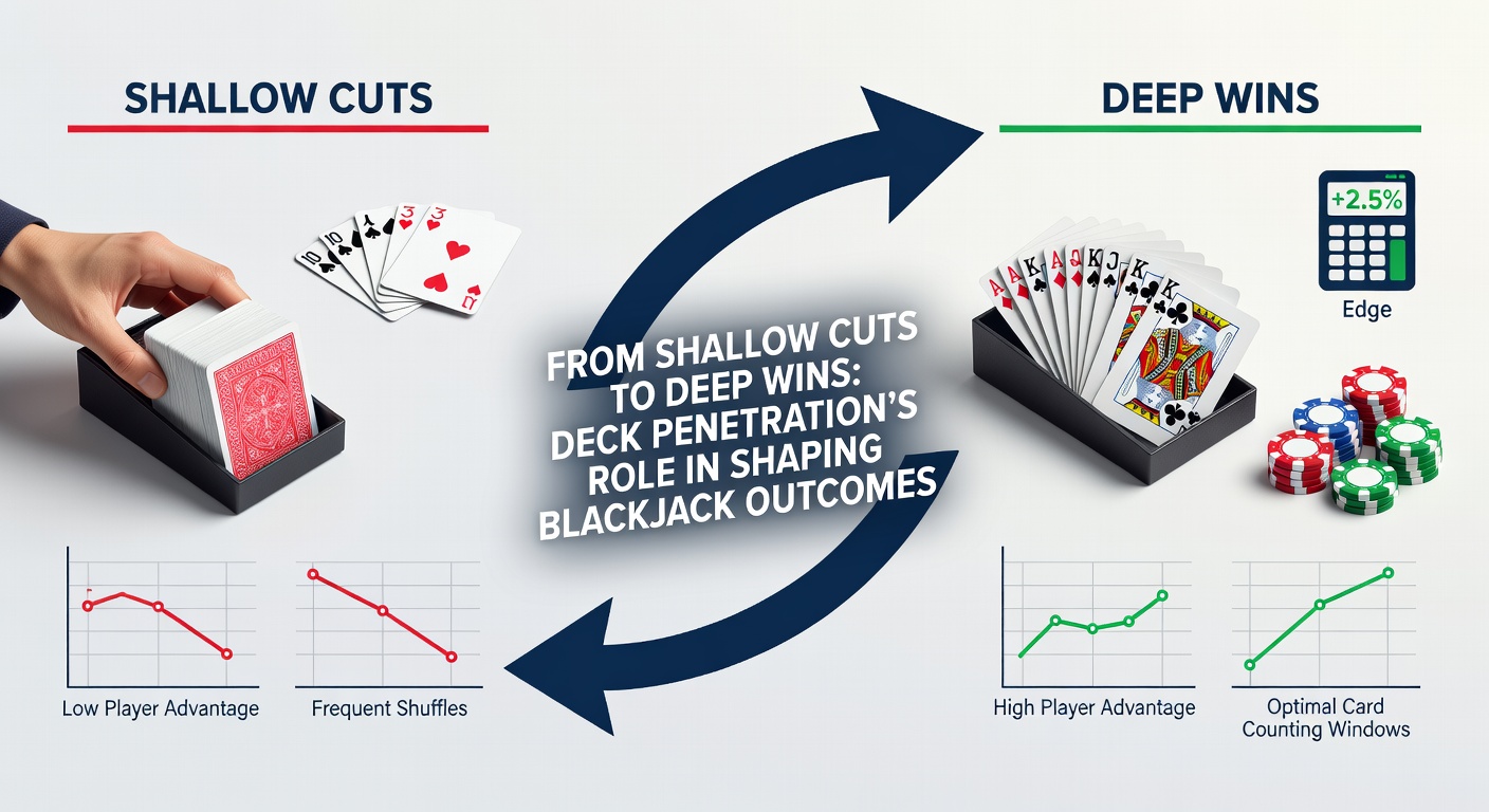 Graph comparing house edge across varying deck penetration percentages in blackjack
