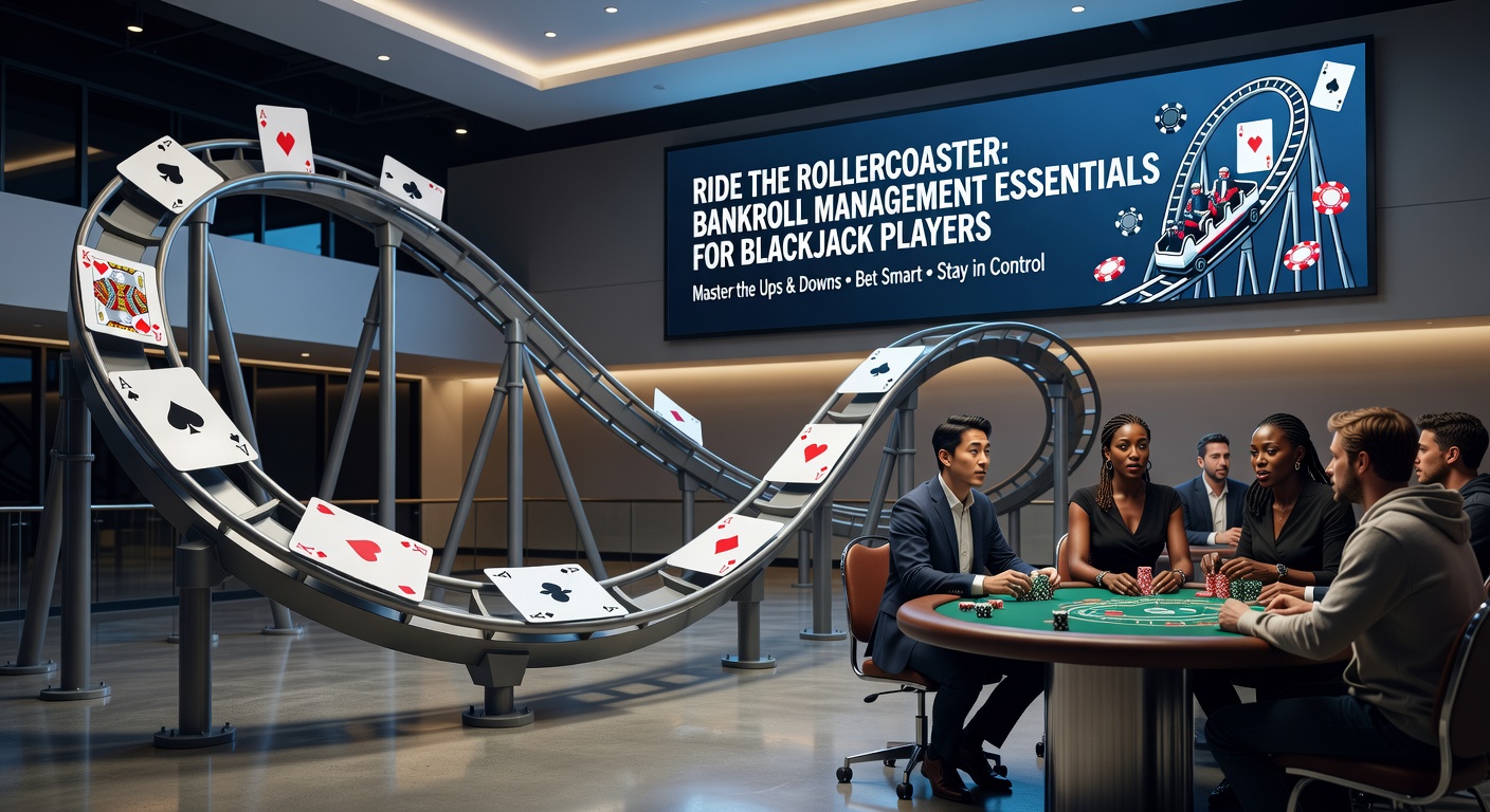 Player at a blackjack table reviewing bankroll notes on a smartphone, with chips stacked conservatively