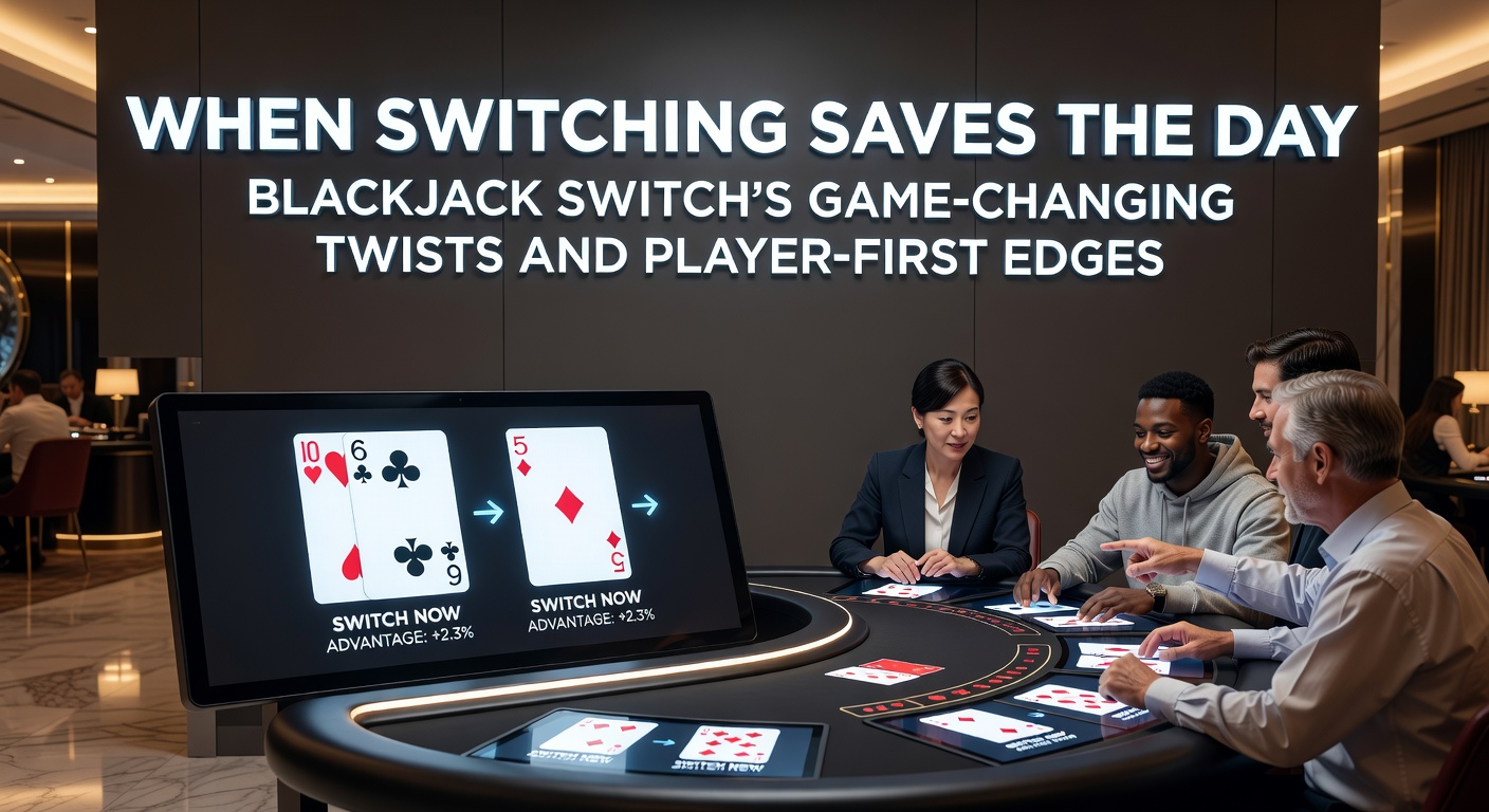 Close-up of a Blackjack Switch strategy chart on a digital screen, illustrating optimal switch decisions against various dealer upcards